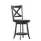 Merrick Lane Sora 24" Classic Wooden Crossback Swivel Counter Height Pub Stool with Upholstered Padded Seat and Integrated Footrest